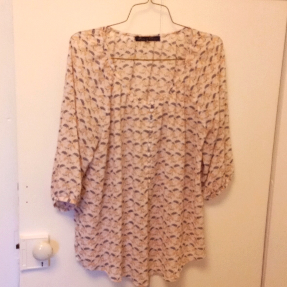 Rose & Olive White, Pink and black print blouse